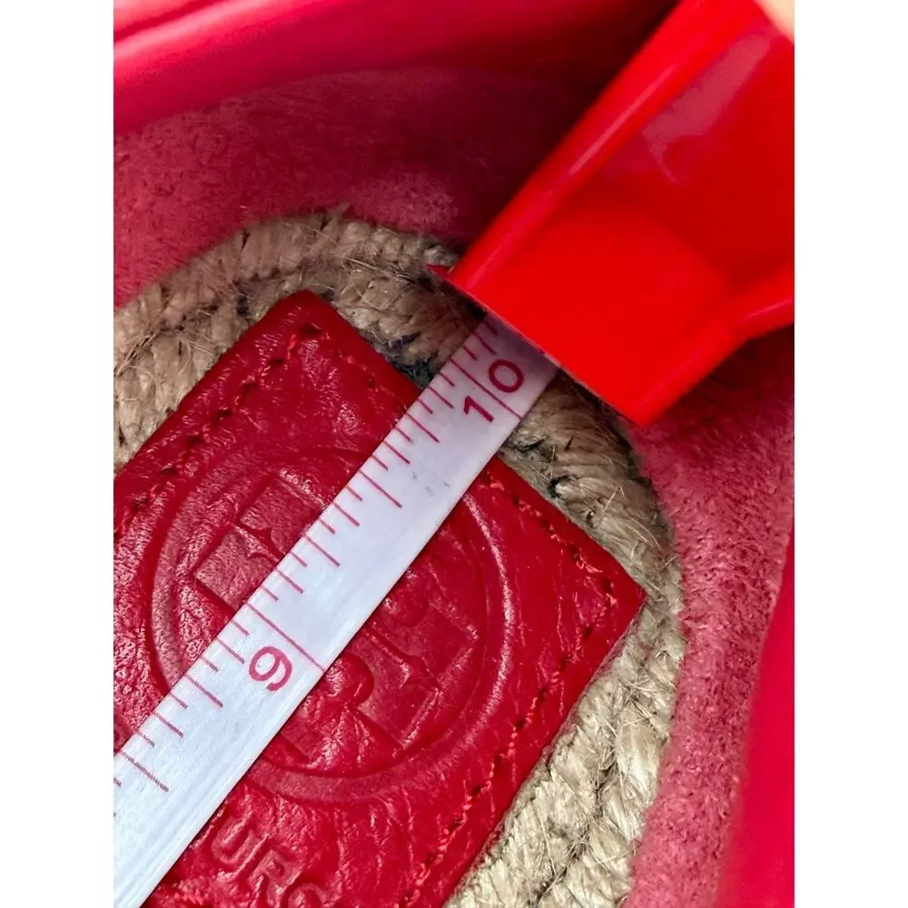 Tory Burch Skipper Boat Shoes Espadrilles Red Leather Size 9.5 Flatforms Flats